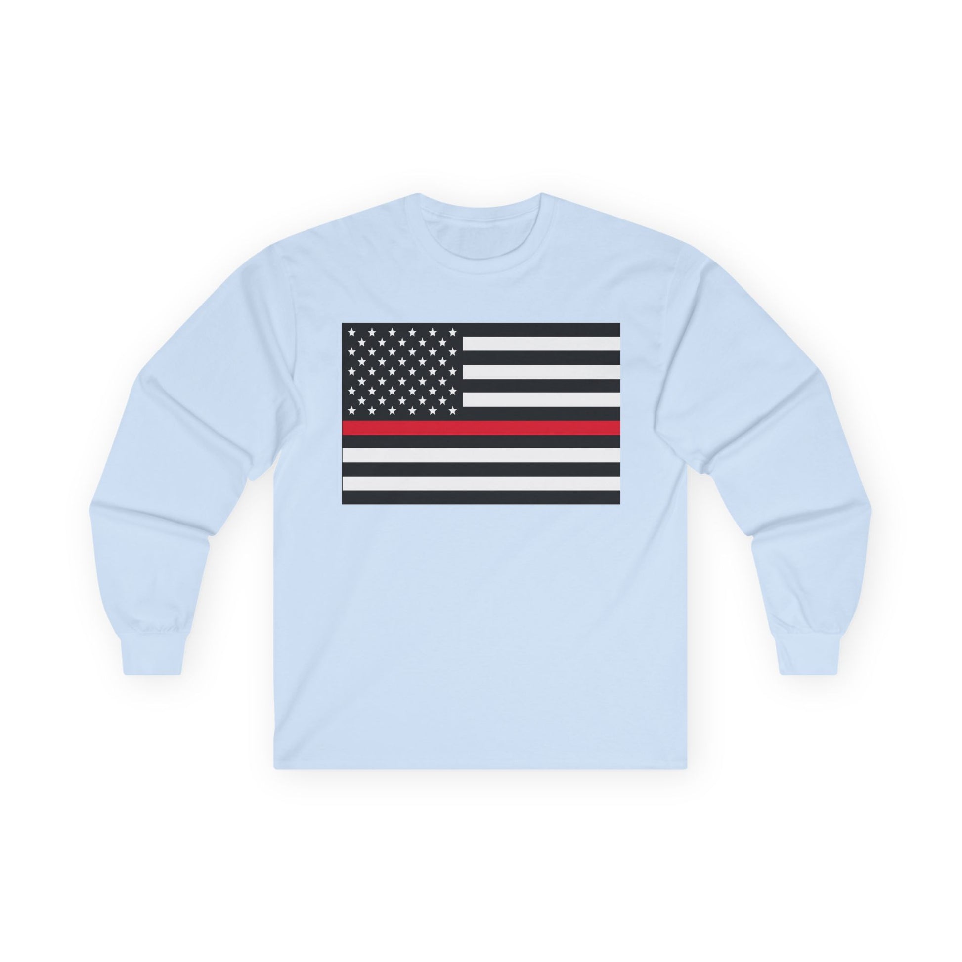 American Heritage Graphic Long Sleeve Tee - American Flag "Firefighters" Red Line Flag