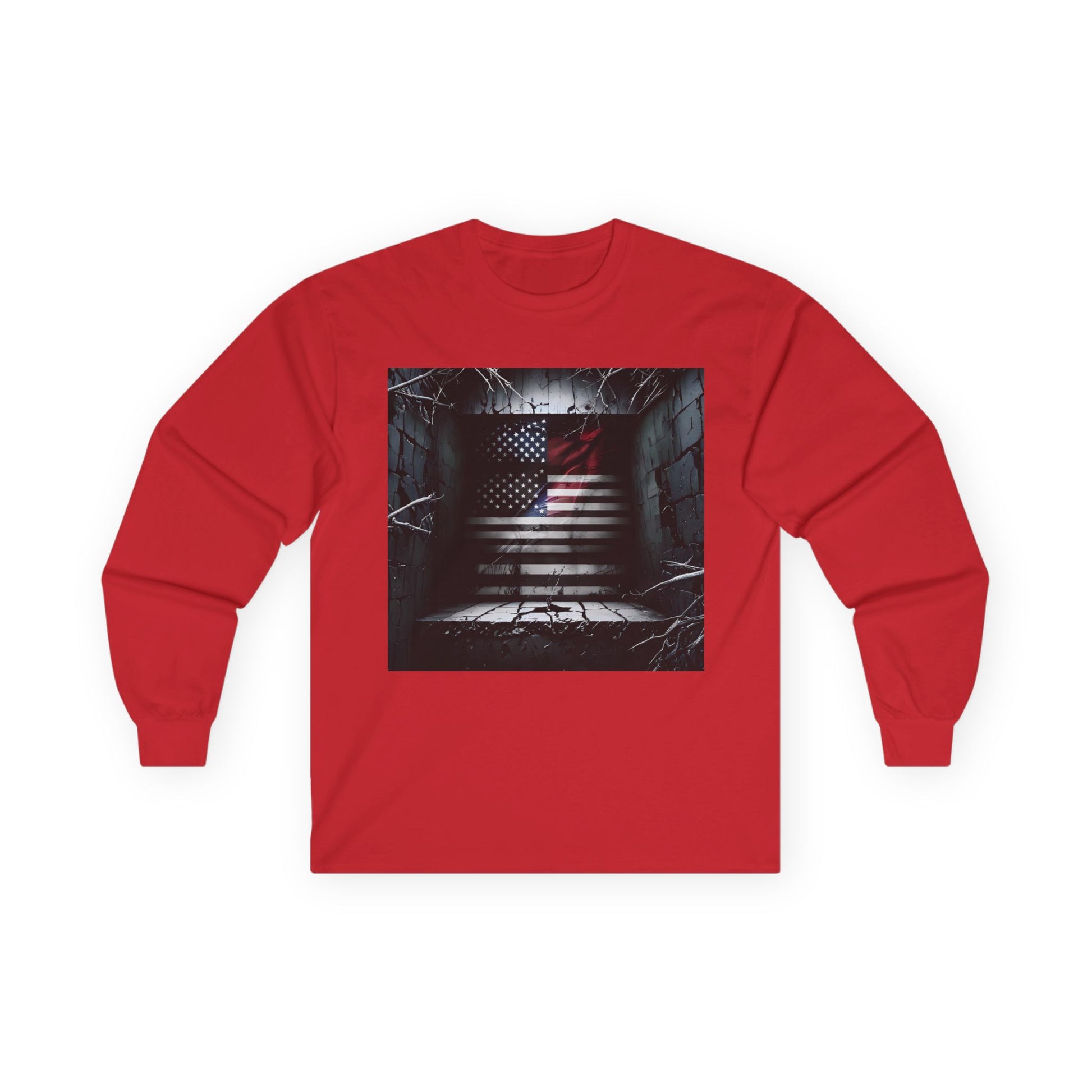 American Heritage Graphic Long Sleeve Tee - American Flag "American Haunting"