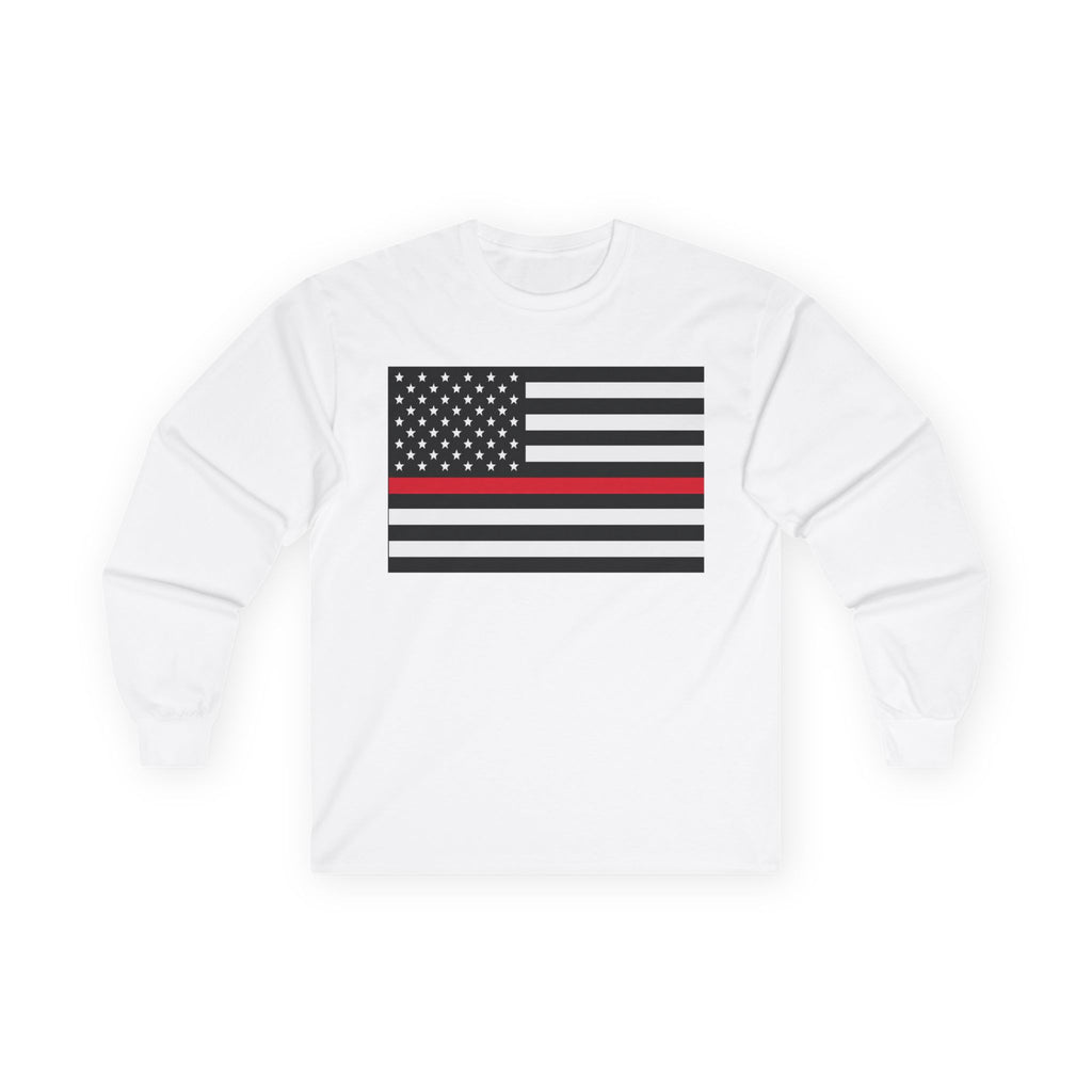 American Heritage Graphic Long Sleeve Tee - American Flag "Firefighters" Red Line Flag