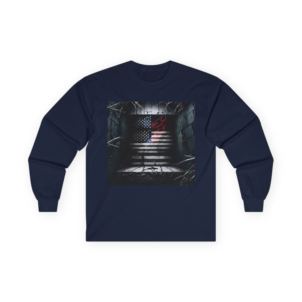 American Heritage Graphic Long Sleeve Tee - American Flag "American Haunting"