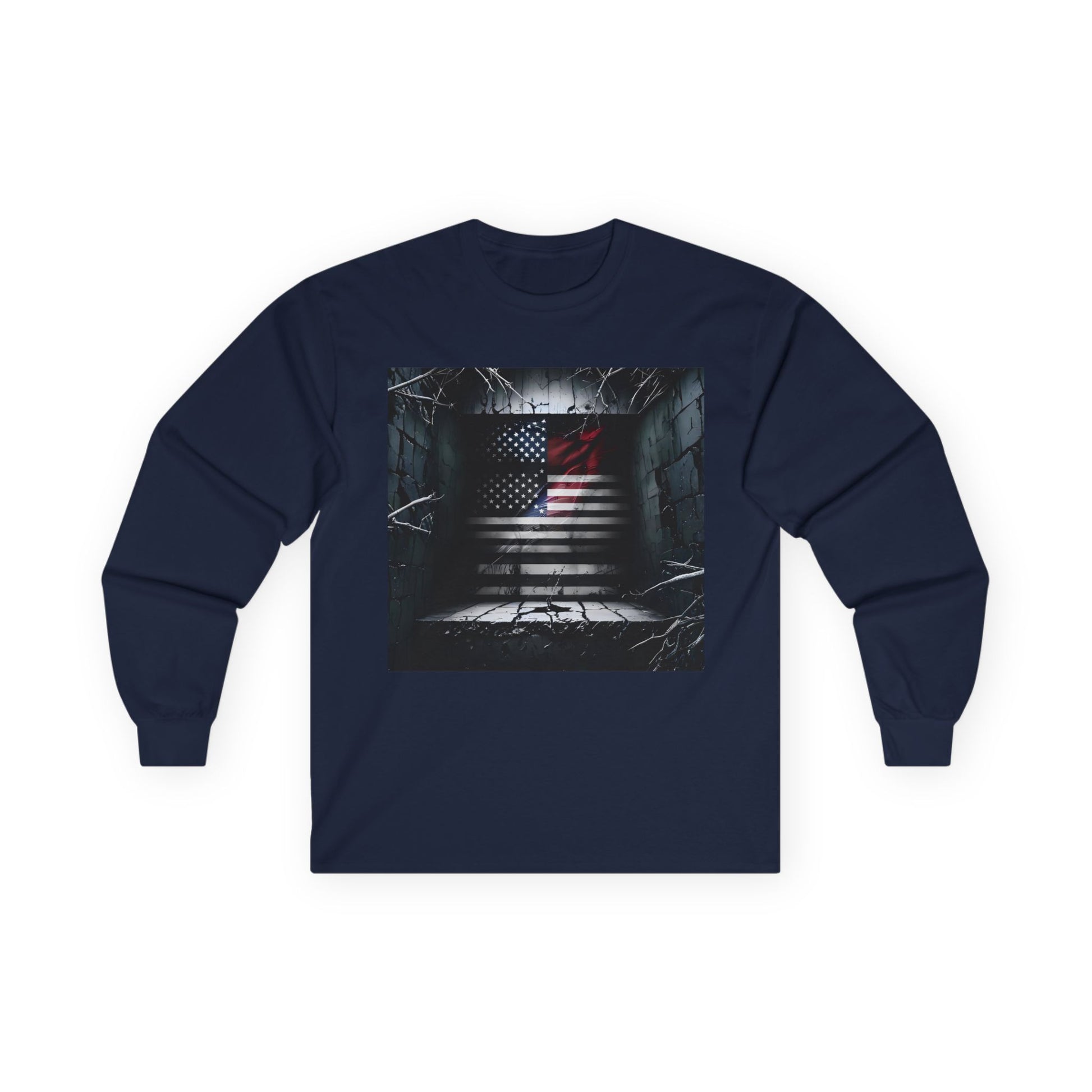 American Heritage Graphic Long Sleeve Tee - American Flag "American Haunting"