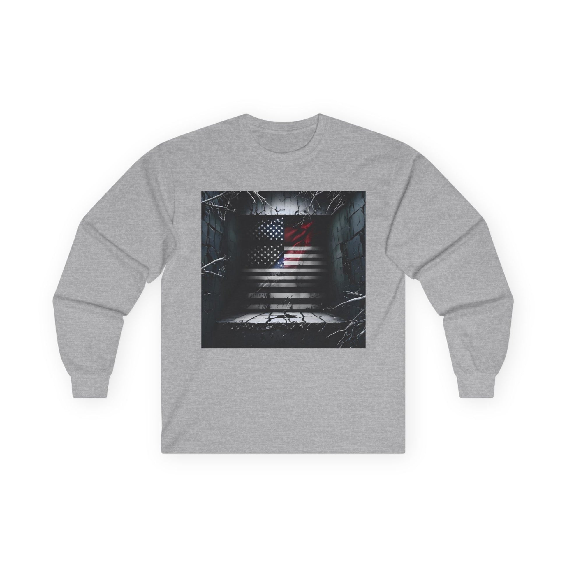 American Heritage Graphic Long Sleeve Tee - American Flag "American Haunting"