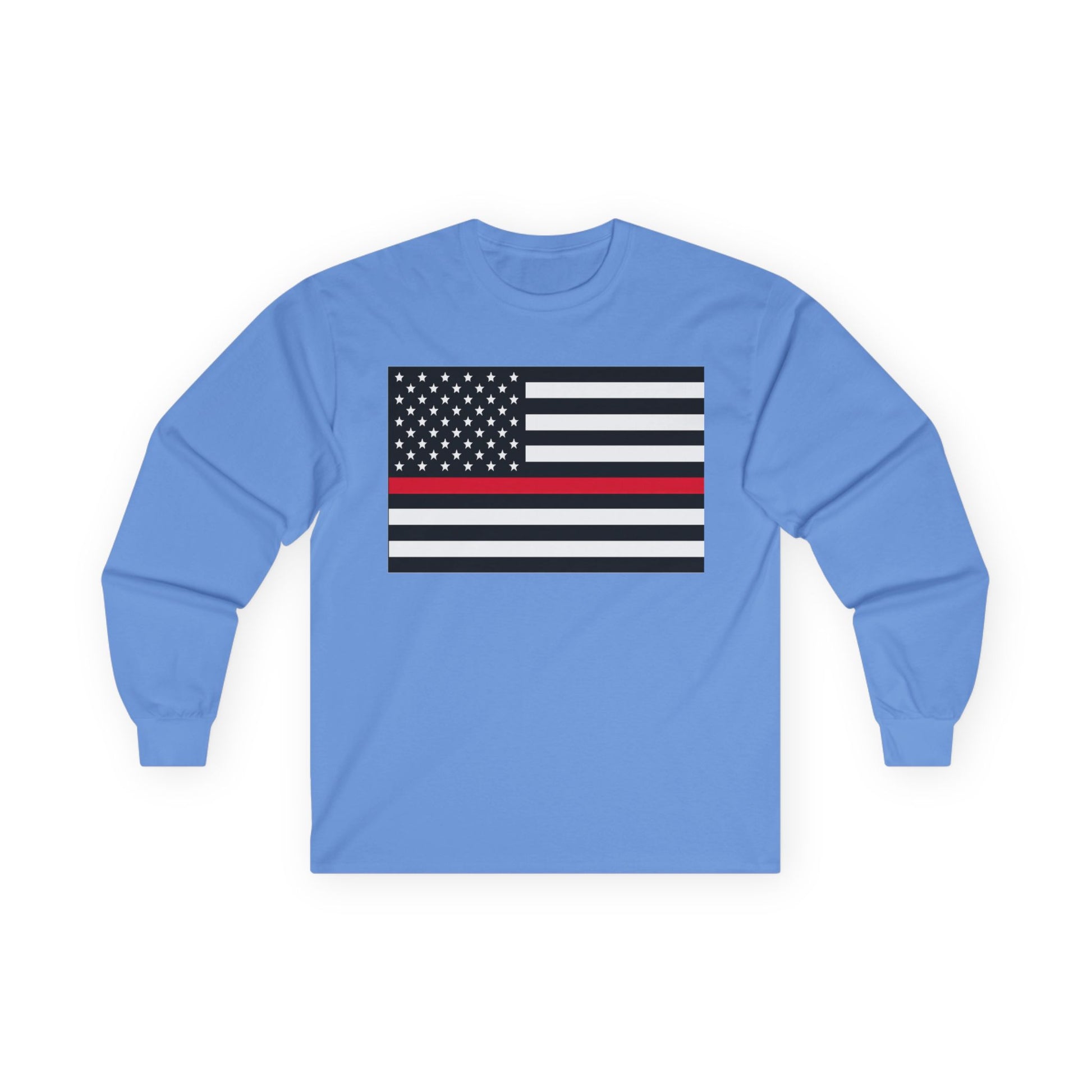 American Heritage Graphic Long Sleeve Tee - American Flag "Firefighters" Red Line Flag