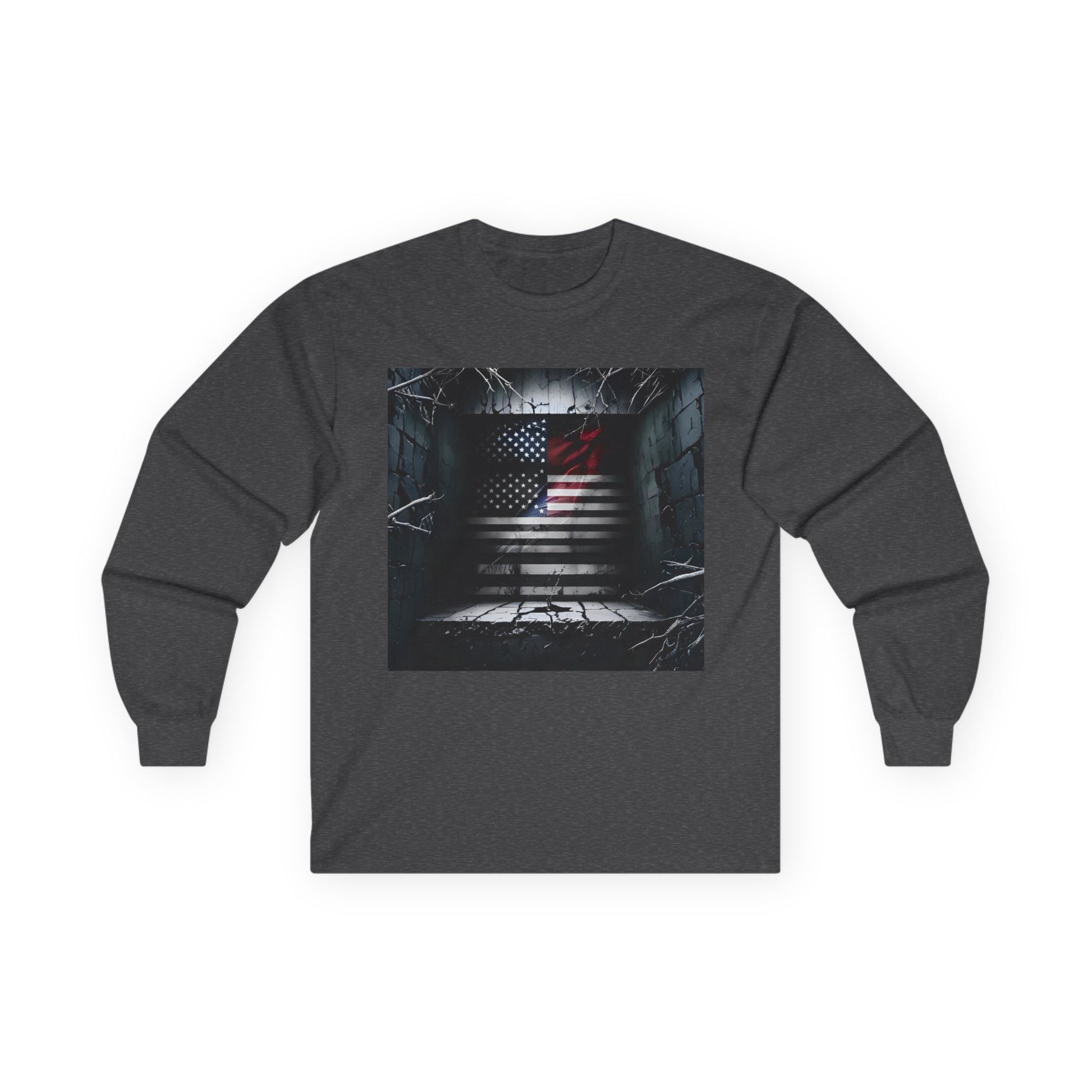 American Heritage Graphic Long Sleeve Tee - American Flag "American Haunting"