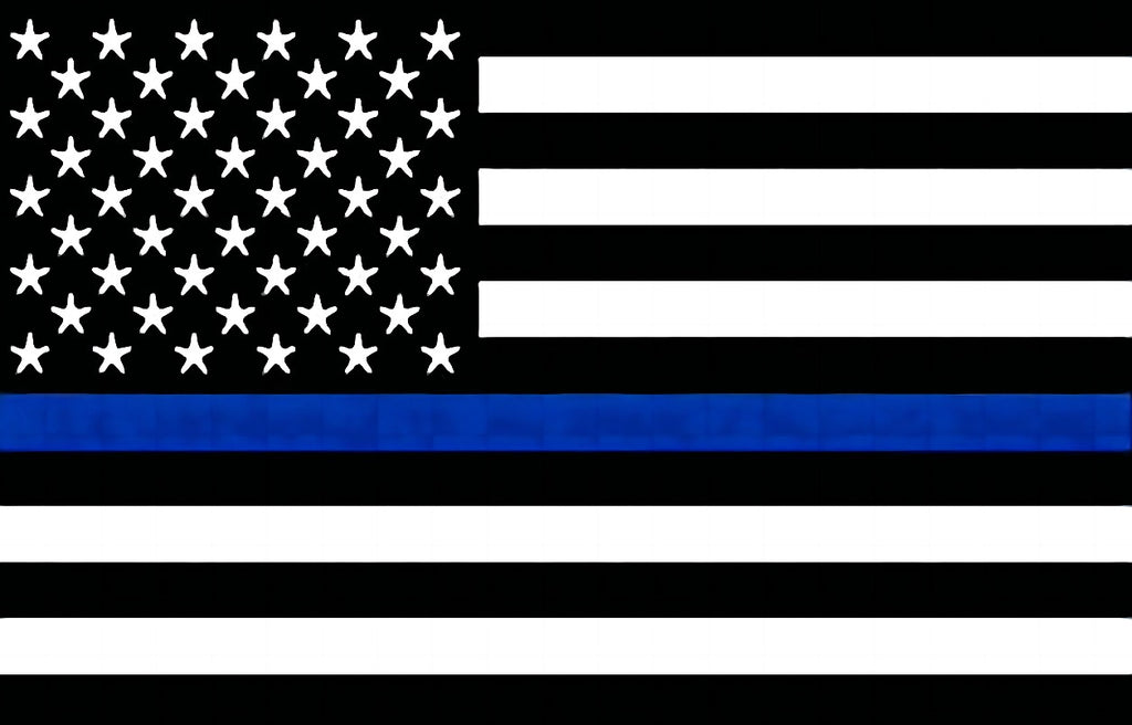 American Heritage Graphic Short Tee - American Flag "Police" Blue Line Flag T-Shirt