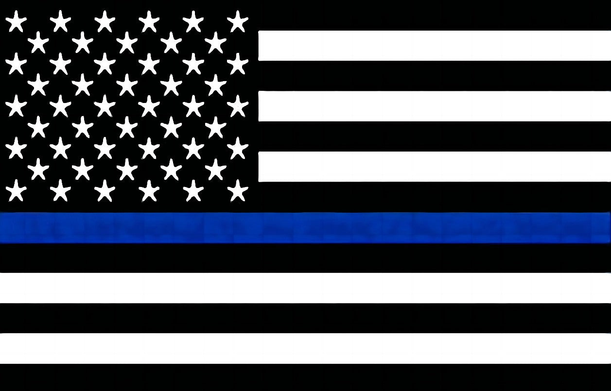 American Heritage Graphic Short Tee - American Flag "Police" Blue Line Flag T-Shirt