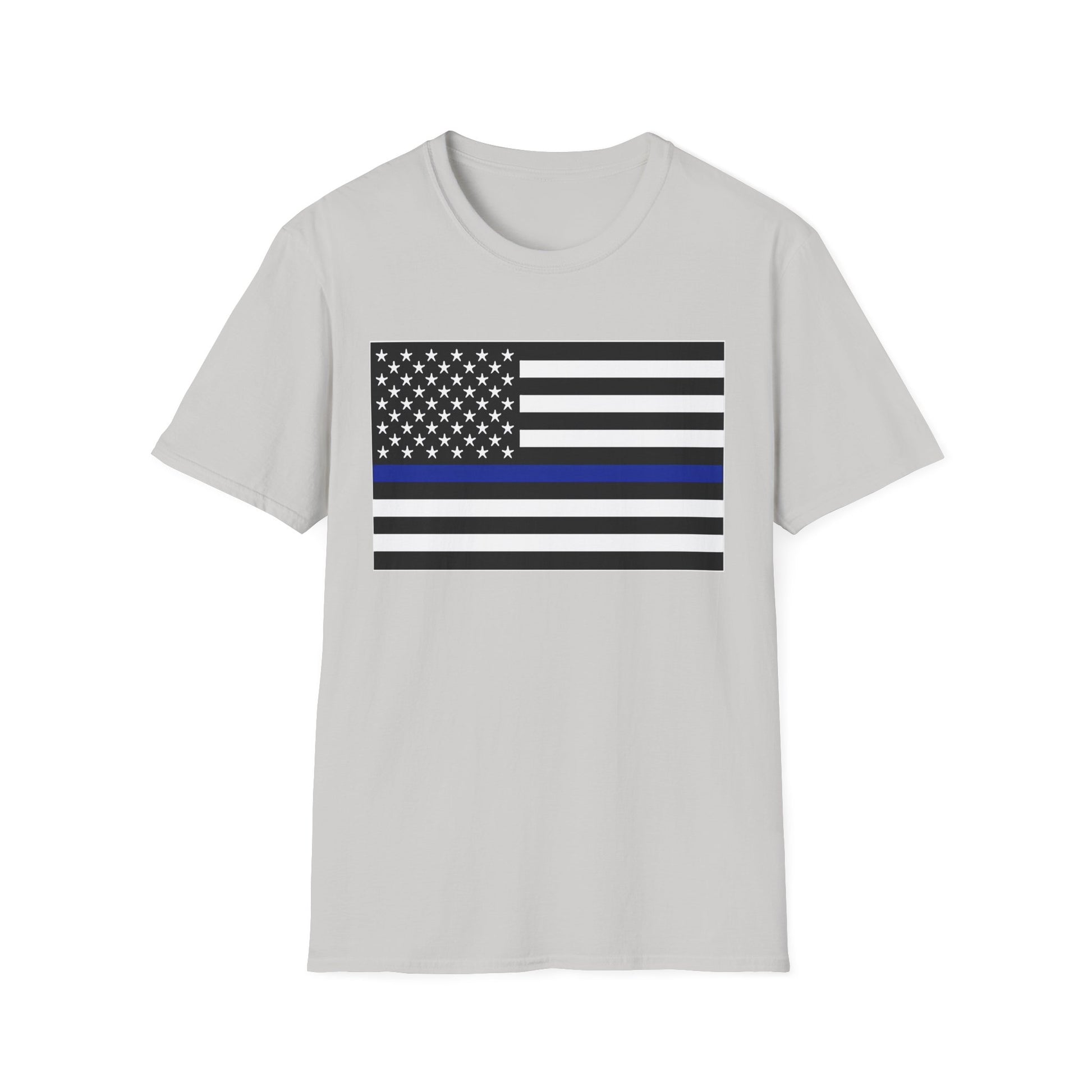 American Heritage Graphic Short Tee - American Flag "Police" Blue Line Flag T-Shirt