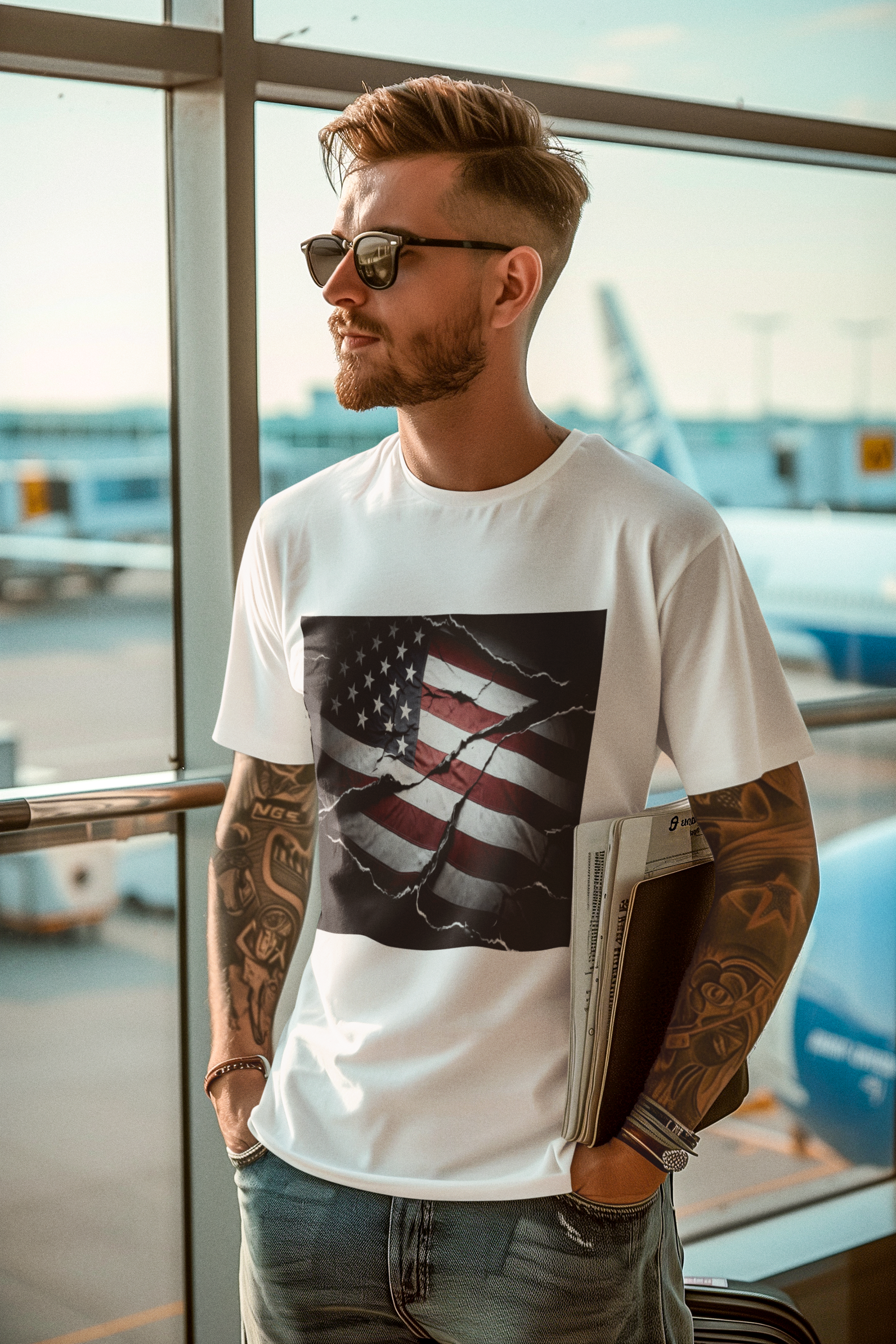 American Heritage Graphic Short Tee - "Distressed & Torn"