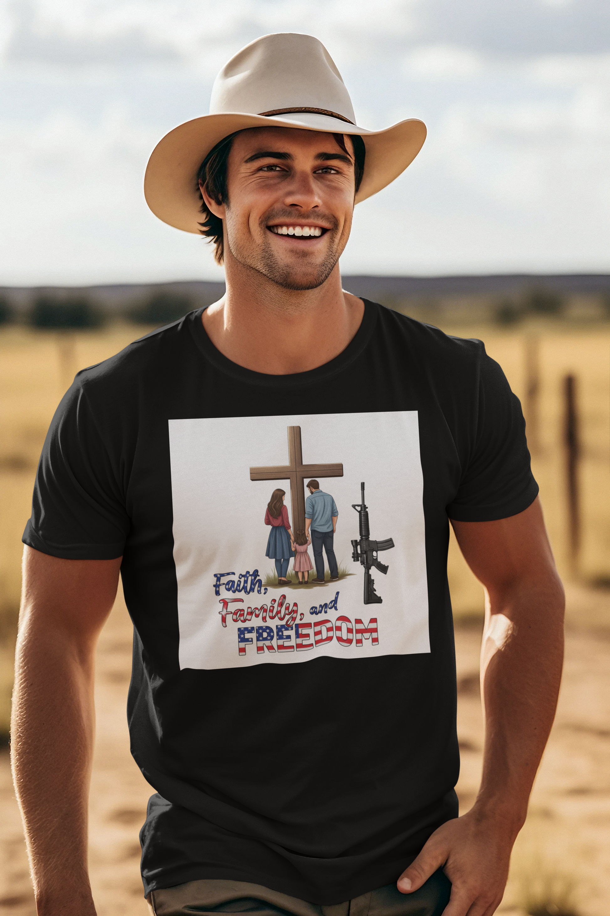 American Heritage Graphic Short Tee - "Faith Family Freedom V.3"