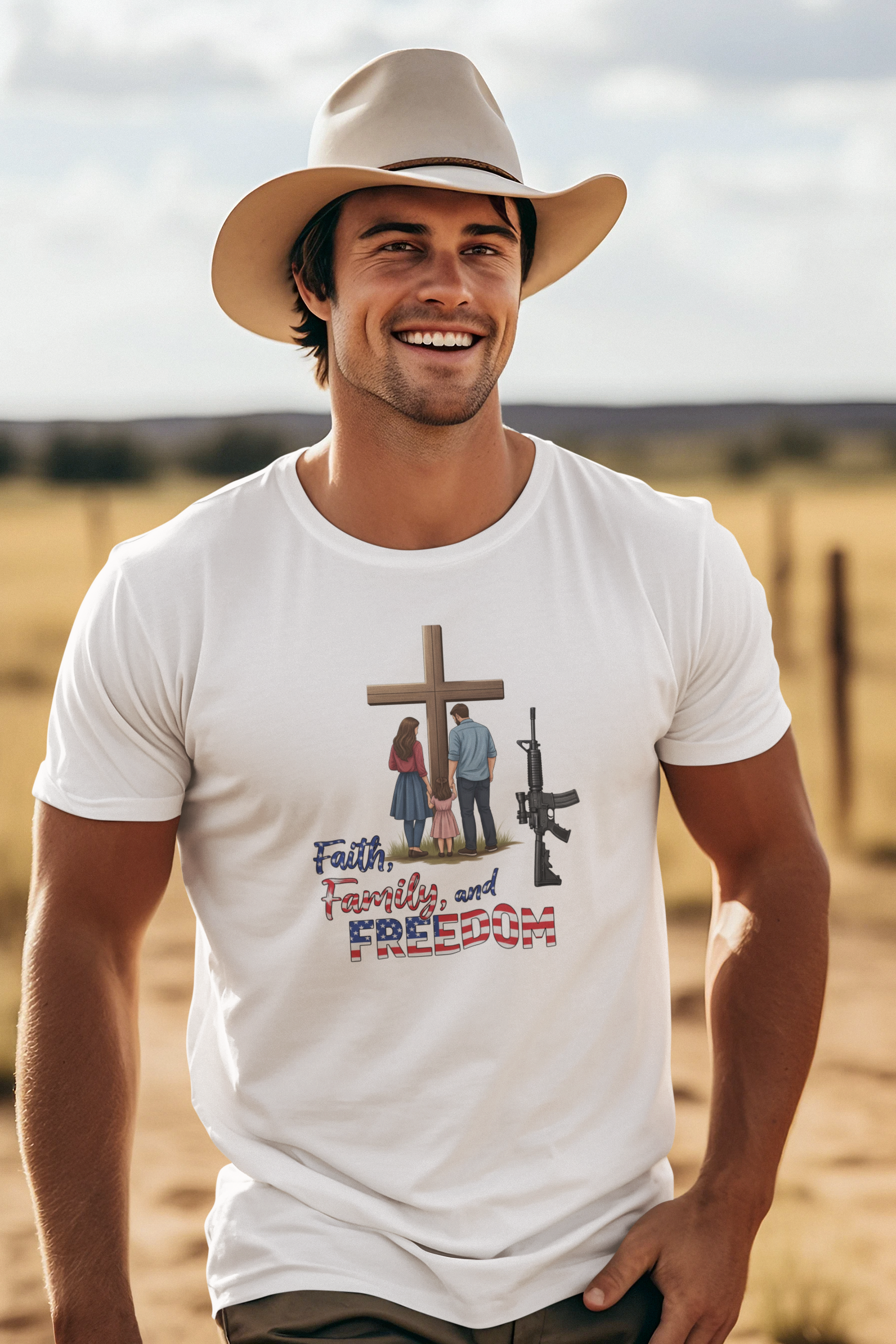 American Heritage Graphic Short Tee - "Faith Family Freedom V.3"