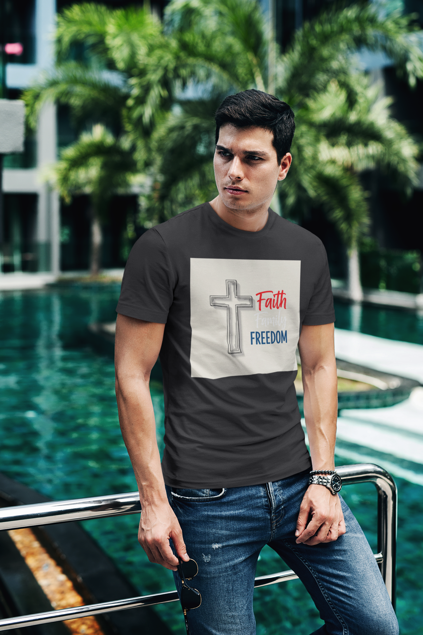 American Heritage Graphic Short Tee - "Faith Family Freedom V.4"
