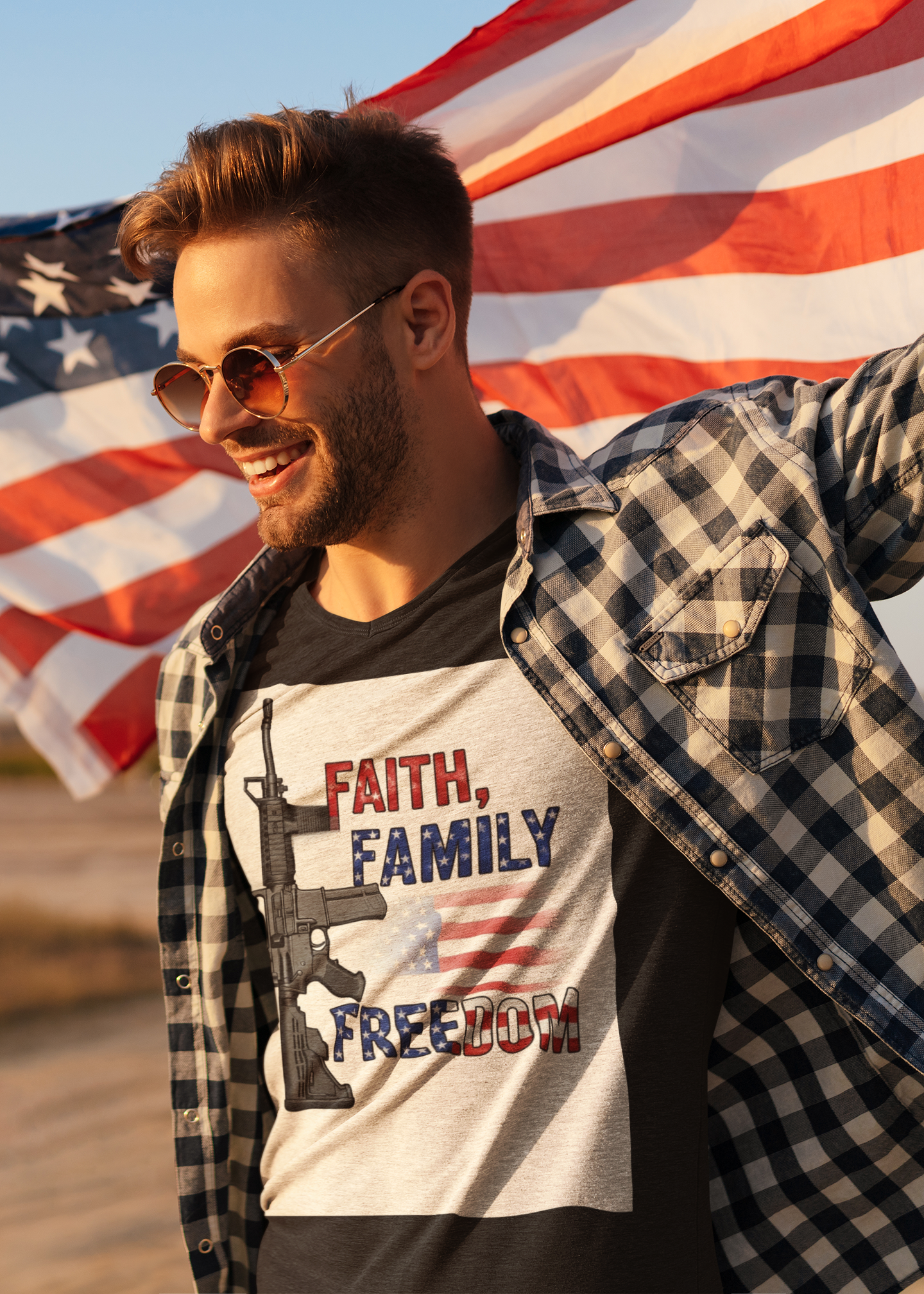American Heritage Graphic Short Tee - "Faith Family Freedom V.5"