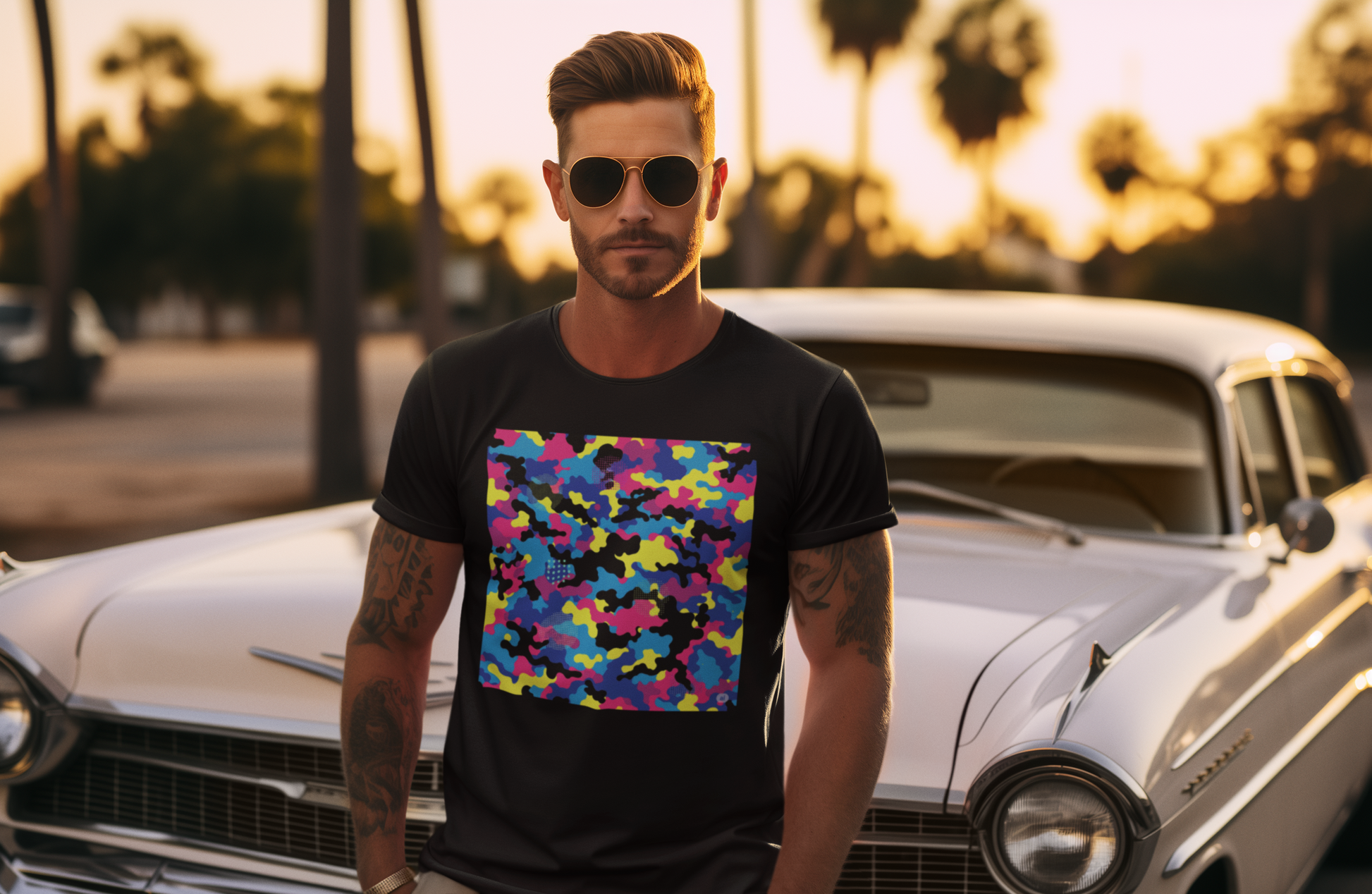 American Heritage Graphic Short Tee - Urban Warfare Camo - Retro Neon Pop