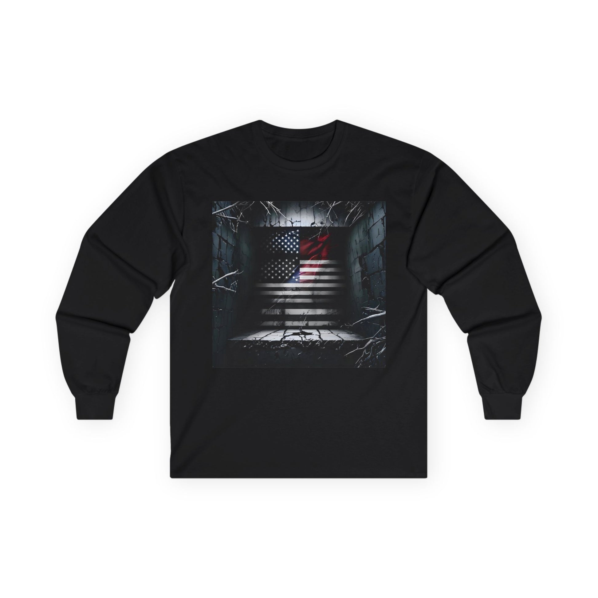 American Heritage Graphic Long Sleeve Tee - American Flag "American Haunting"