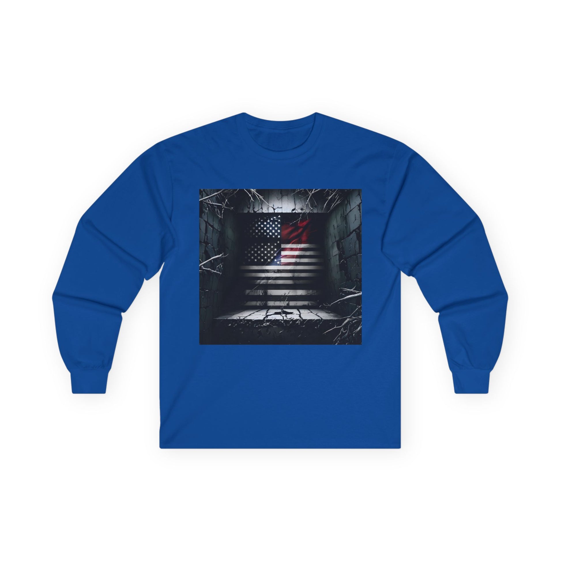 American Heritage Graphic Long Sleeve Tee - American Flag "American Haunting"