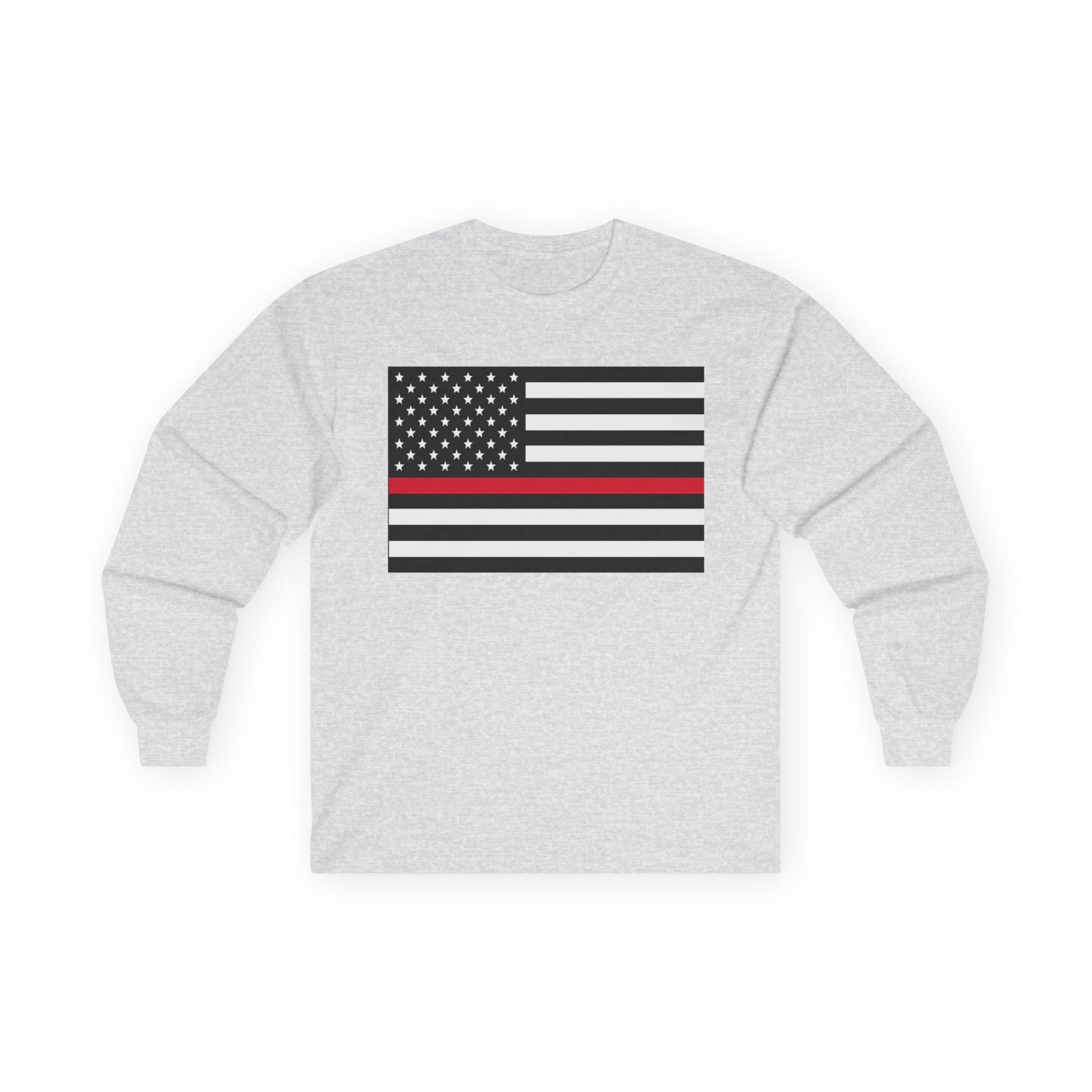 American Heritage Graphic Long Sleeve Tee - American Flag "Firefighters" Red Line Flag