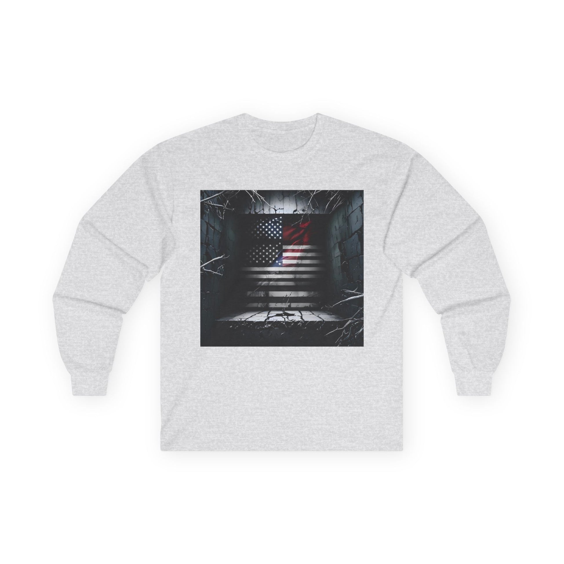 American Heritage Graphic Long Sleeve Tee - American Flag "American Haunting"