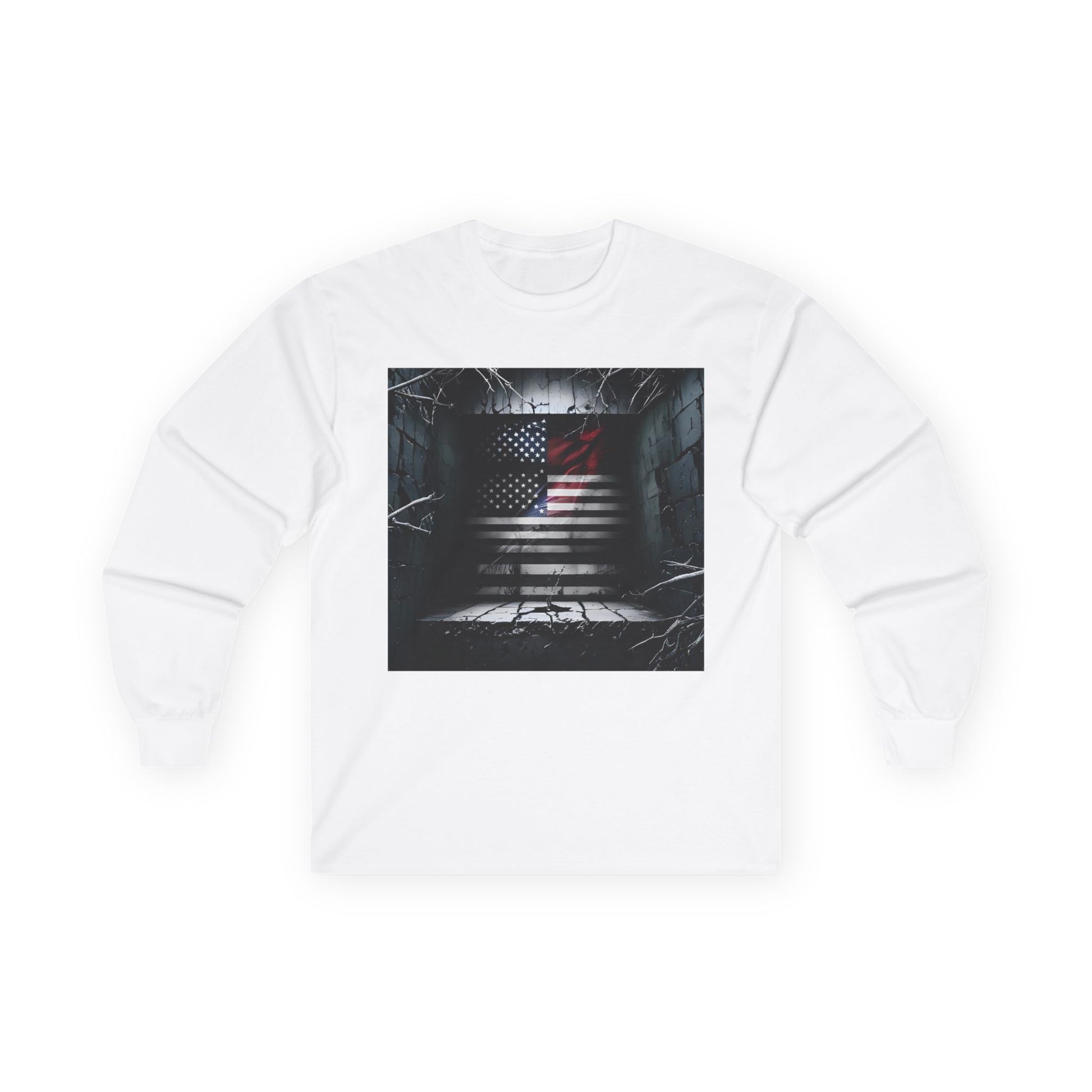 American Heritage Graphic Long Sleeve Tee - American Flag "American Haunting"
